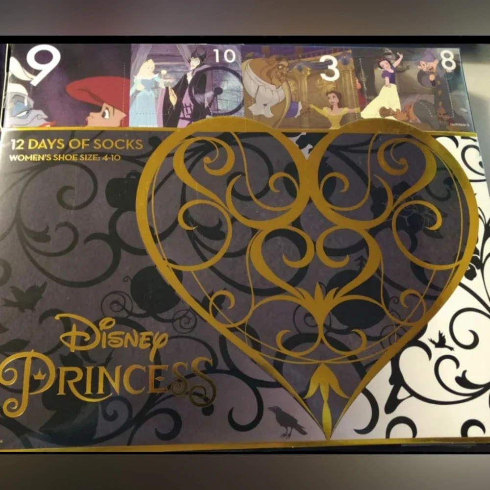 Disney Princess 12 Days of Socks Advent Calendar Women's shoe size 4-10 NWT